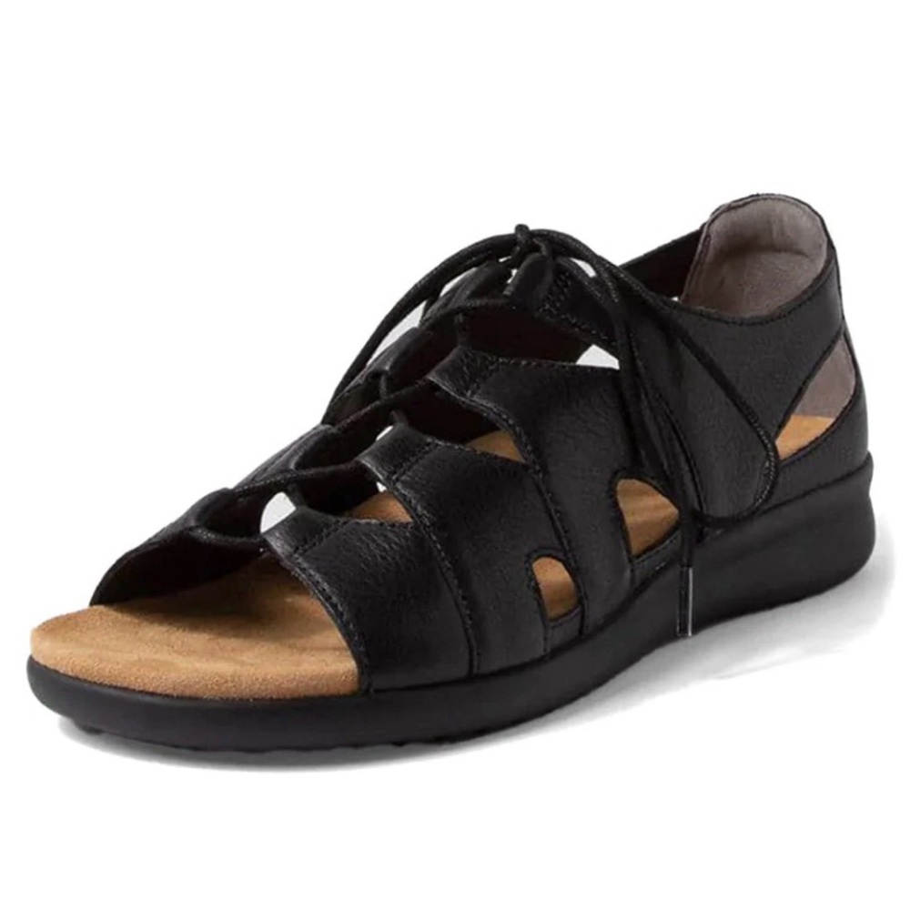Ziera Super Support Barnett Womens Black Leather Sandals Size 40 US 9